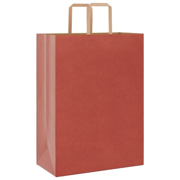 vidaXL Kraftpapperspåsar 250 st med handtag röd 32x17x44 cm