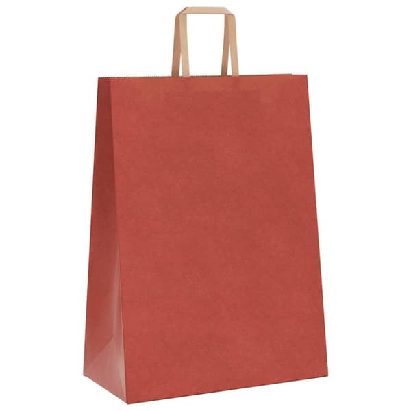 vidaXL Kraftpapperspåsar 250 st med handtag röd 32x17x44 cm