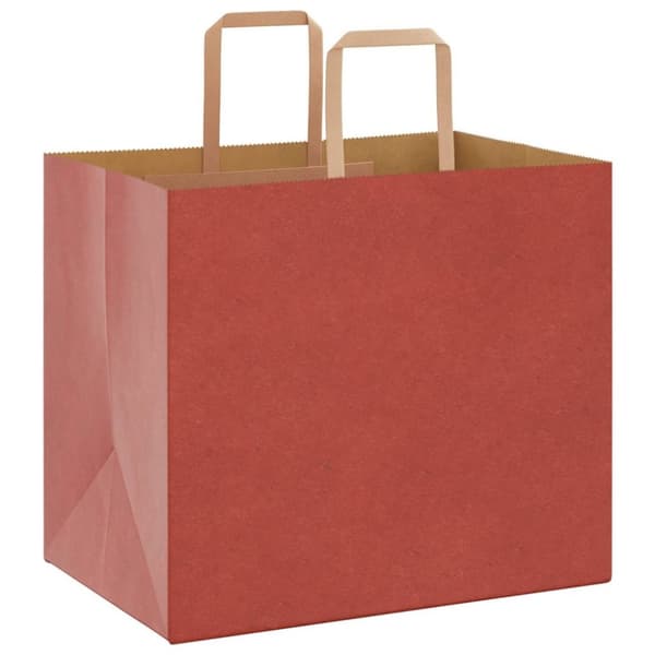 vidaXL Kraftpapperspåsar 250 st med handtag röd 32x22x28 cm