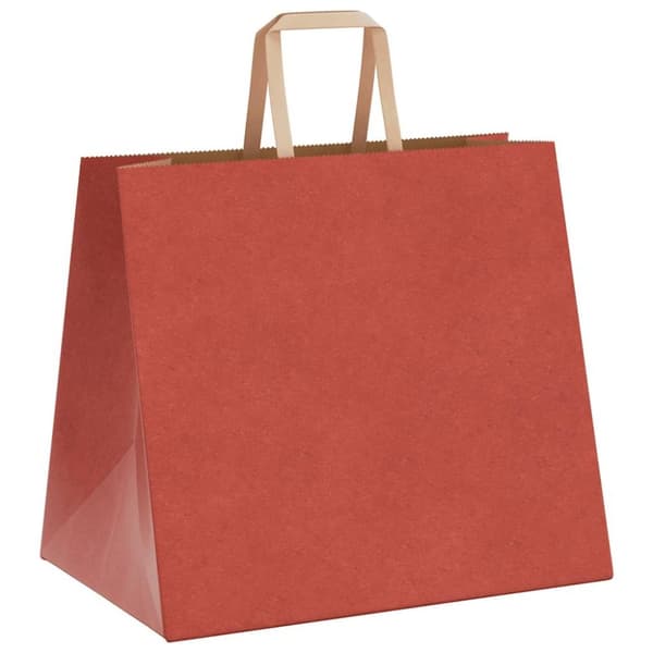 vidaXL Kraftpapperspåsar 250 st med handtag röd 32x22x28 cm
