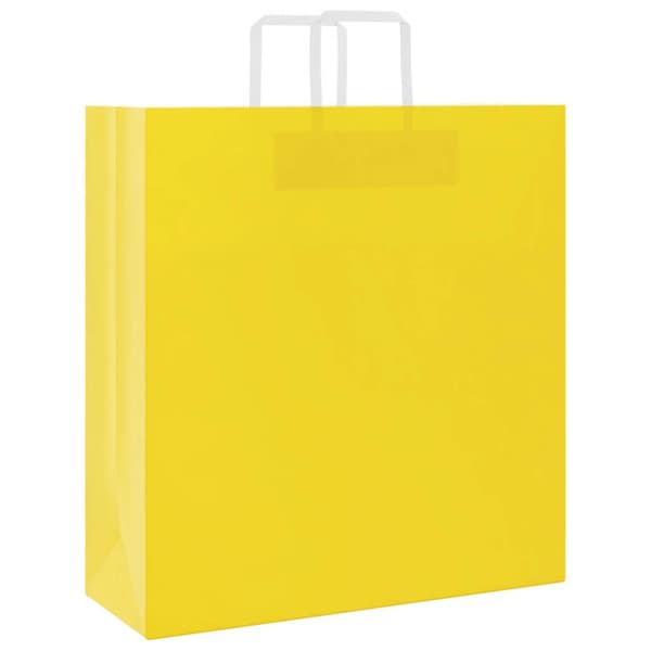 vidaXL Kraftpapperspåsar 50 st med handtag gul 45x17x48 cm