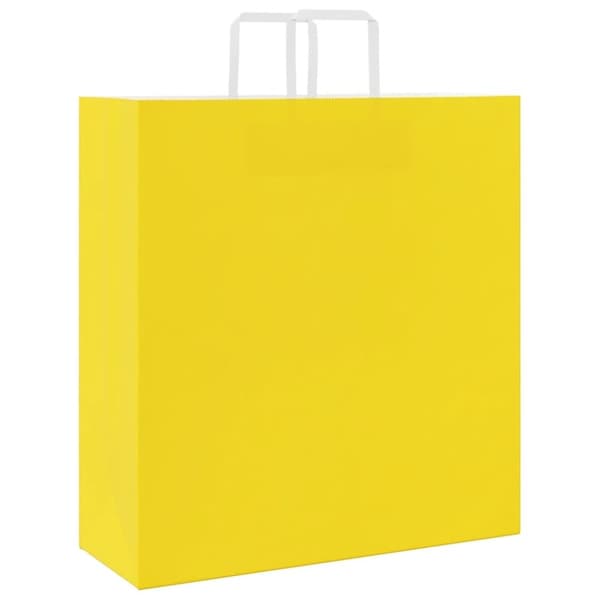 vidaXL Kraftpapperspåsar 50 st med handtag gul 45x17x48 cm