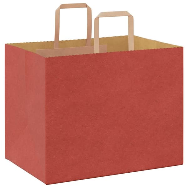 vidaXL kraftpapirposer 250 stk. med håndtag 32x22x24 cm rød