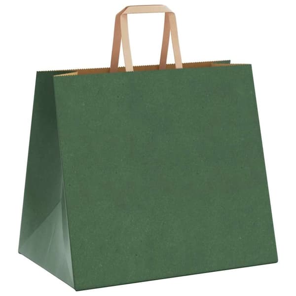 vidaXL kraftpapirposer 250 stk. med håndtag 32x22x28 cm grøn
