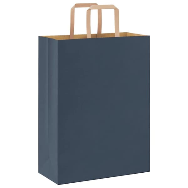 vidaXL Kraftpapperspåsar 250 st med handtag blå 26x12x35 cm