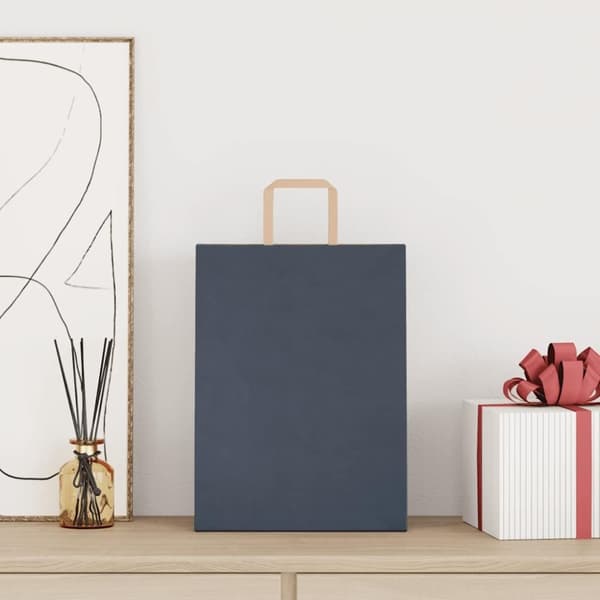 vidaXL Kraftpapperspåsar 250 st med handtag blå 26x12x35 cm
