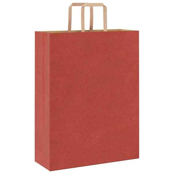 vidaXL Papirposer 250 stk med håndtak rød 32x12x42 cm