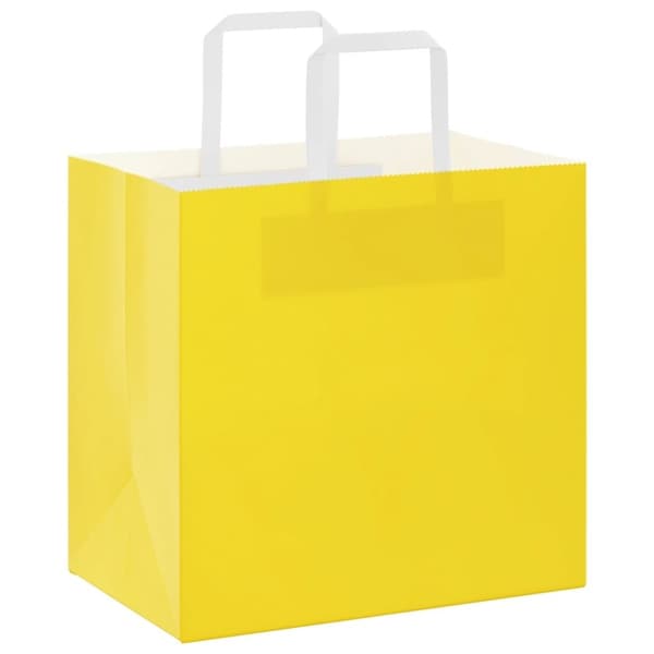vidaXL Kraftpapperspåsar 250 st med handtag gul 26x17x25 cm