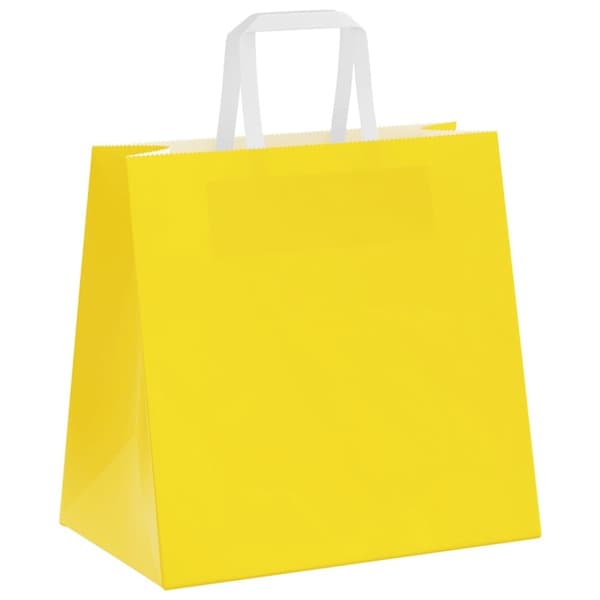 vidaXL Kraftpapperspåsar 250 st med handtag gul 26x17x25 cm