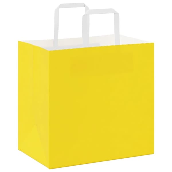 vidaXL Kraftpapperspåsar 250 st med handtag gul 26x17x25 cm