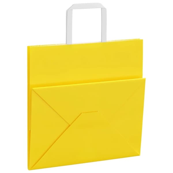 vidaXL Kraftpapperspåsar 250 st med handtag gul 26x17x25 cm