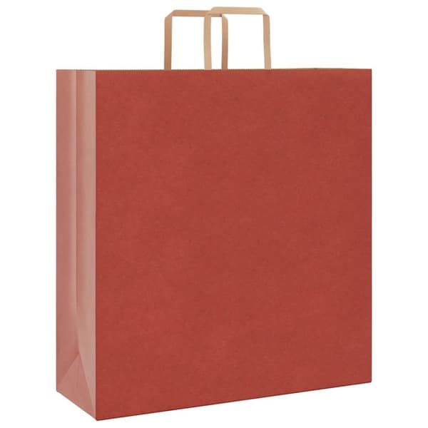 vidaXL Kraftpapperspåsar 250 st med handtag röd 45x17x48 cm