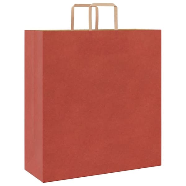 vidaXL Kraftpapperspåsar 250 st med handtag röd 45x17x48 cm