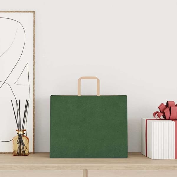 vidaXL Paperikassit 250 kpl kahvoilla vihreä 32x22x24 cm