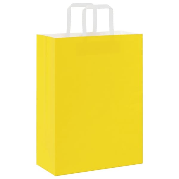 vidaXL Kraftpapperspåsar 50 st med handtag gul 26x12x35 cm