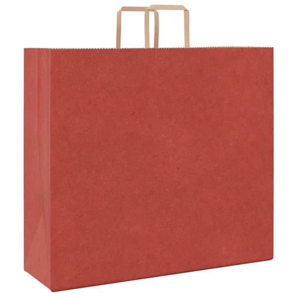 vidaXL Kraftpapperspåsar 250 st med handtag röd 54x15x49 cm