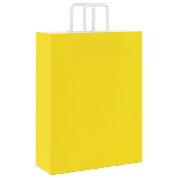 vidaXL kraftpapirposer 50 stk. med håndtag 32x12x42 cm gul