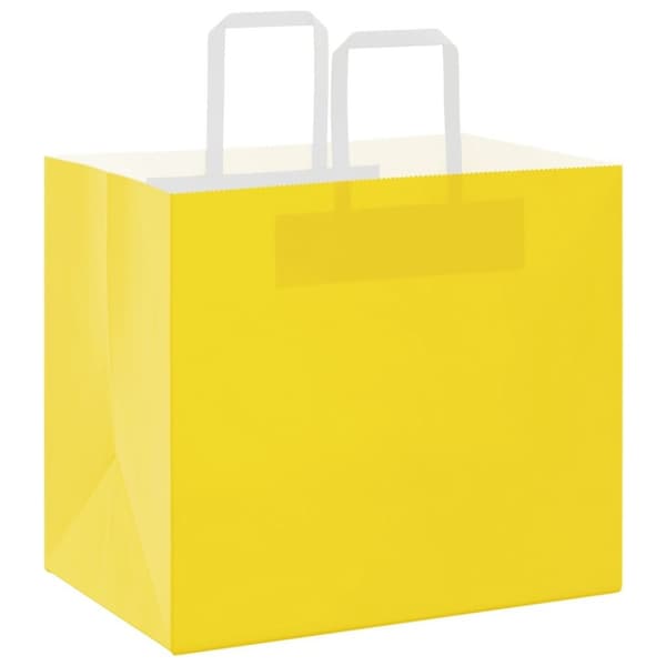 vidaXL kraftpapirposer 50 stk. med håndtag 32x22x28 cm gul