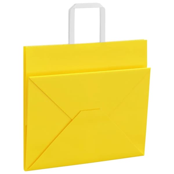 vidaXL kraftpapirposer 50 stk. med håndtag 32x22x28 cm gul