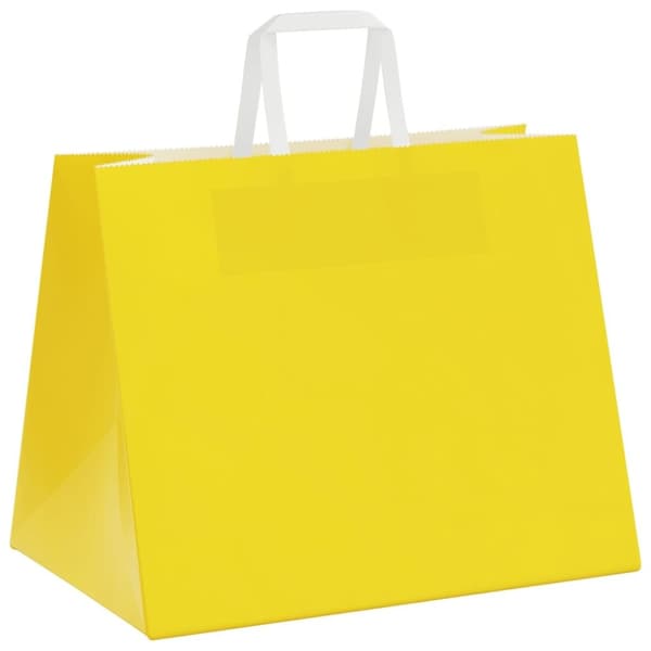 vidaXL kraftpapirposer 50 stk. med håndtag 32x22x24 cm gul