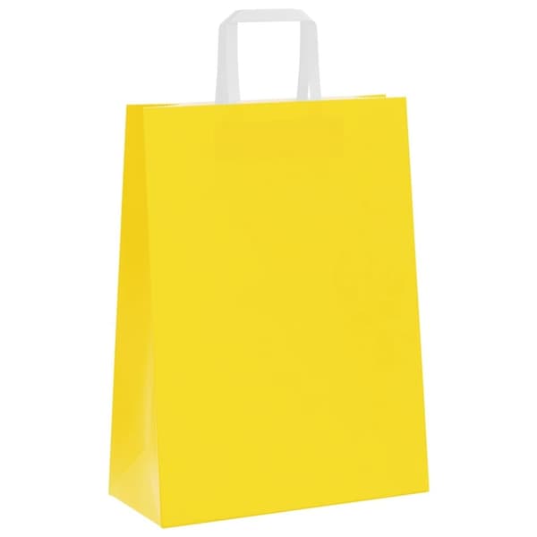 vidaXL kraftpapirposer 50 stk. med håndtag 26x12x35 cm gul