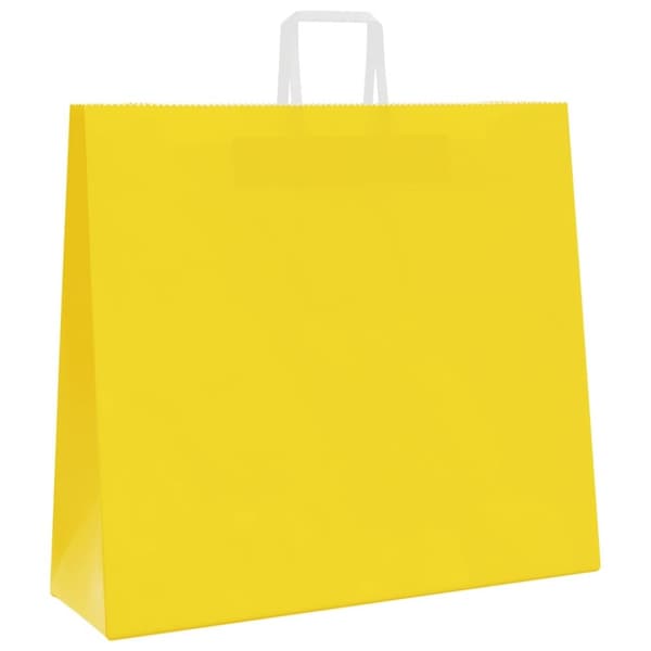 vidaXL Kraftpapperspåsar 50 st med handtag gul 54x15x49 cm