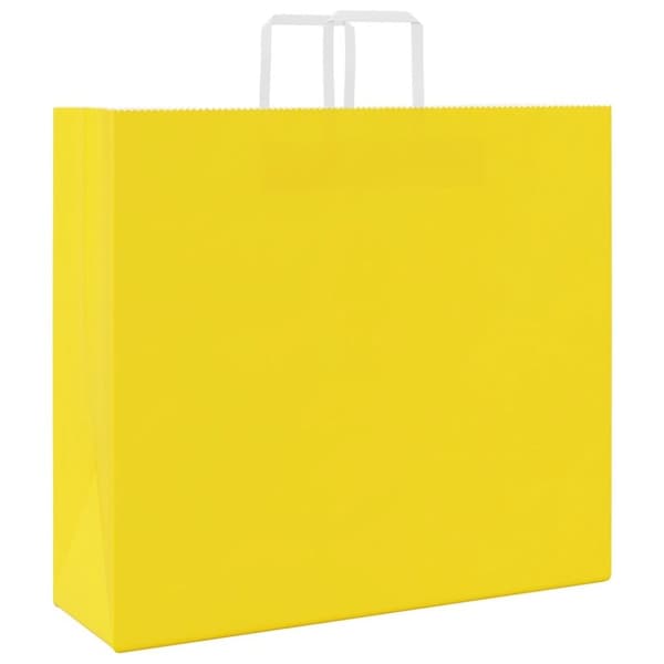 vidaXL Kraftpapperspåsar 50 st med handtag gul 54x15x49 cm