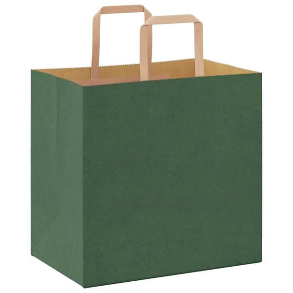 vidaXL kraftpapirposer 250 stk. med håndtag 26x17x25 cm grøn