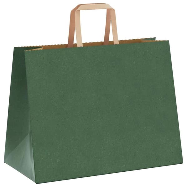 vidaXL kraftpapirposer 50 stk. med håndtag 32x17x25 cm grøn