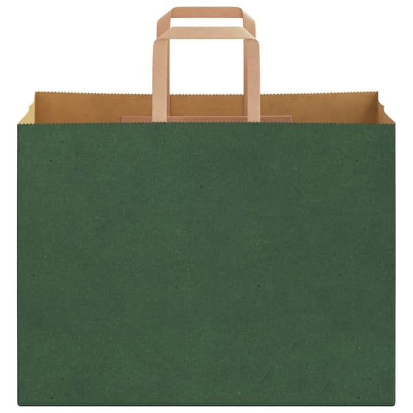 vidaXL kraftpapirposer 50 stk. med håndtag 32x17x25 cm grøn