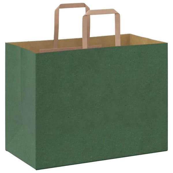 vidaXL kraftpapirposer 50 stk. med håndtag 32x17x25 cm grøn
