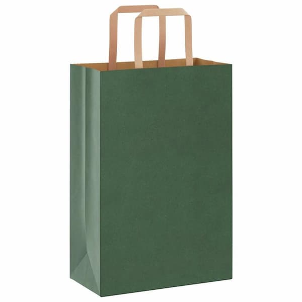 vidaXL Paperikassit 250 kpl kahvoilla vihreä 21x11x31 cm