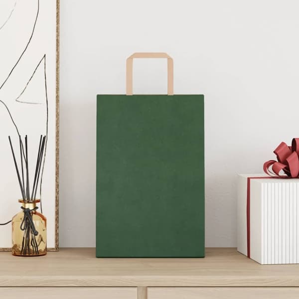 vidaXL Paperikassit 250 kpl kahvoilla vihreä 21x11x31 cm