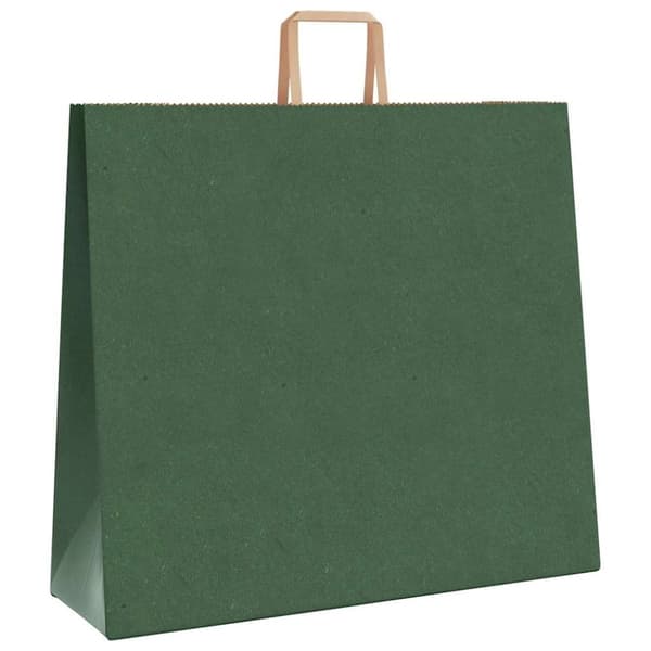 vidaXL Kraftpapperspåsar 250 st med handtag grön 54x15x49 cm