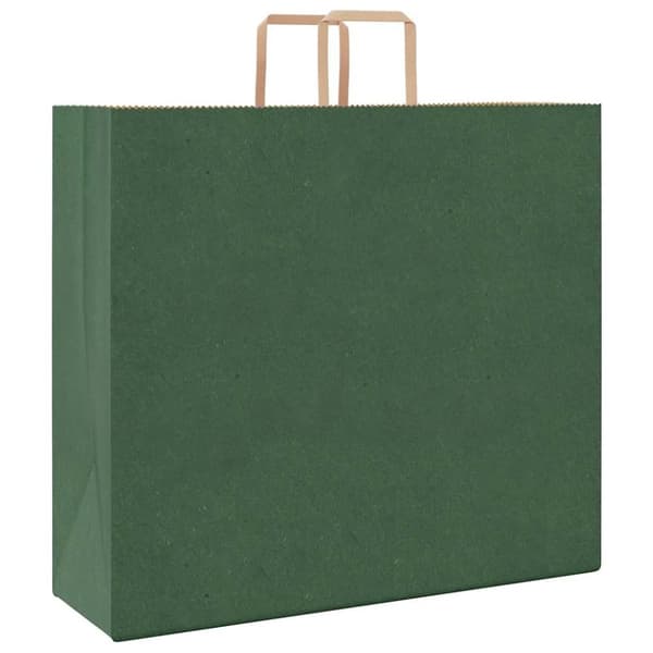 vidaXL Kraftpapperspåsar 250 st med handtag grön 54x15x49 cm