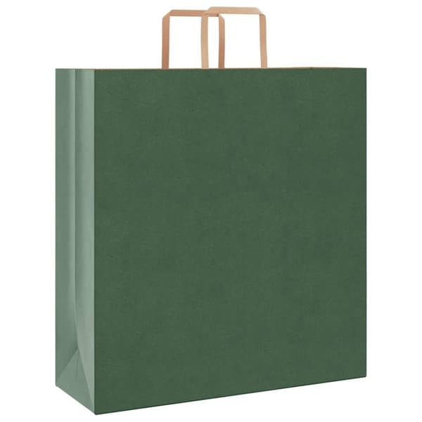 vidaXL Kraftpapperspåsar 250 st med handtag grön 45x17x48 cm