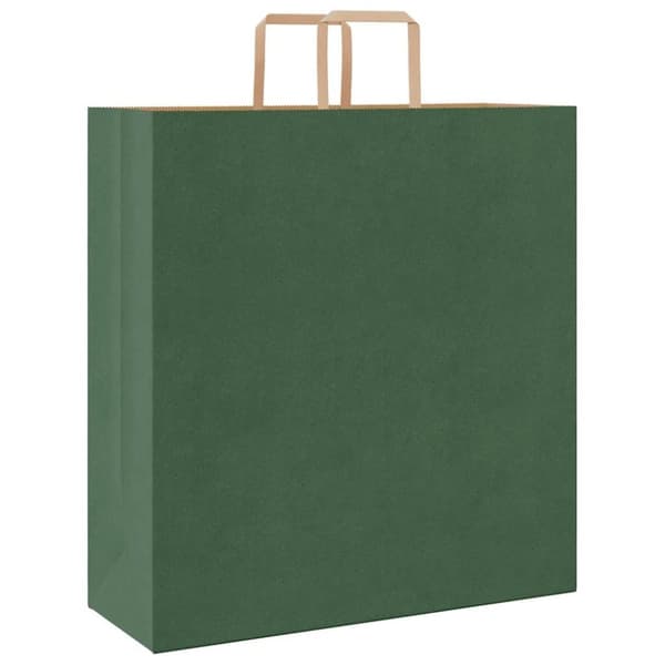vidaXL Kraftpapperspåsar 250 st med handtag grön 45x17x48 cm