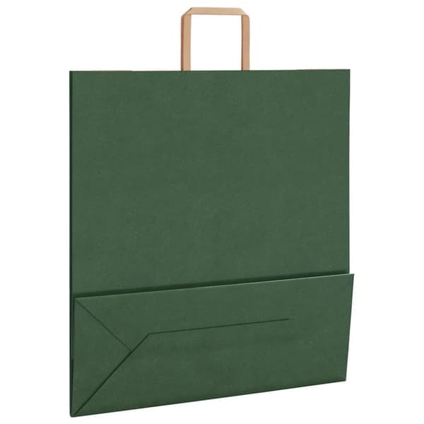 vidaXL Kraftpapperspåsar 250 st med handtag grön 45x17x48 cm