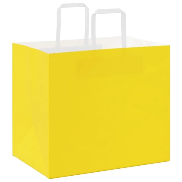 vidaXL kraftpapirposer 250 stk. med håndtag 32x22x28 cm gul