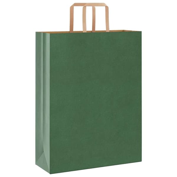 vidaXL kraftpapirposer 250 stk. med håndtag 32x12x42 cm grøn