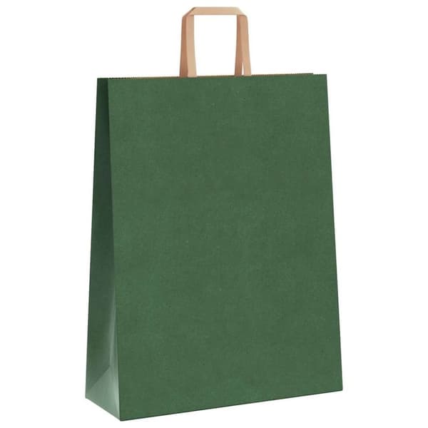 vidaXL kraftpapirposer 250 stk. med håndtag 32x12x42 cm grøn