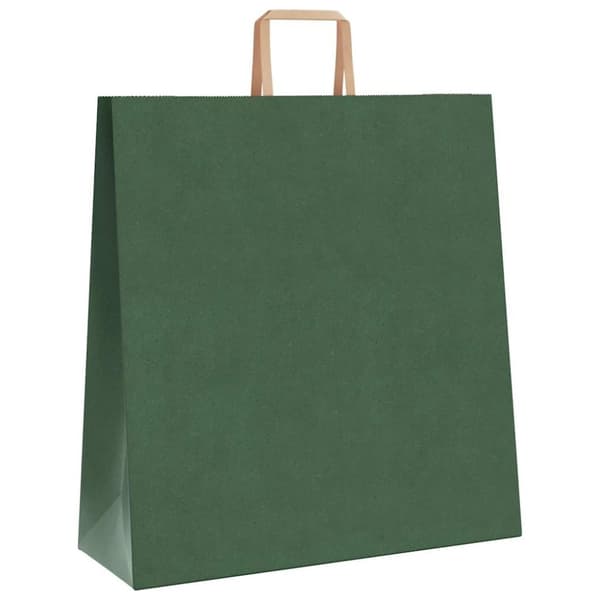 vidaXL kraftpapirposer 250 stk. med håndtag 45x17x48 cm grøn