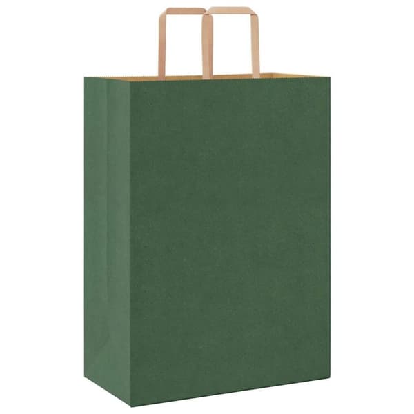 vidaXL Papirposer 250 stk med håndtak grønn 32x17x44 cm