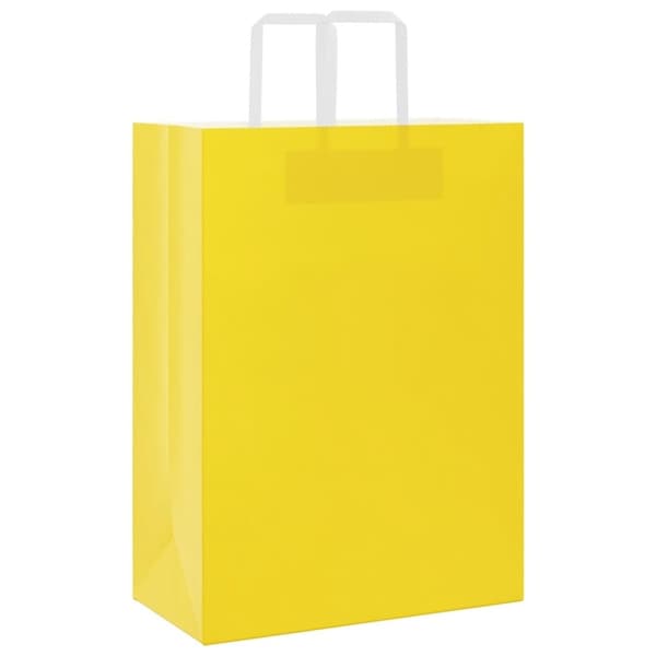 vidaXL kraftpapirposer 50 stk. med håndtag 32x17x44 cm gul