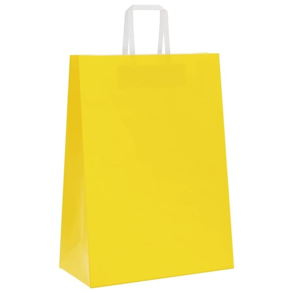 vidaXL kraftpapirposer 50 stk. med håndtag 32x17x44 cm gul