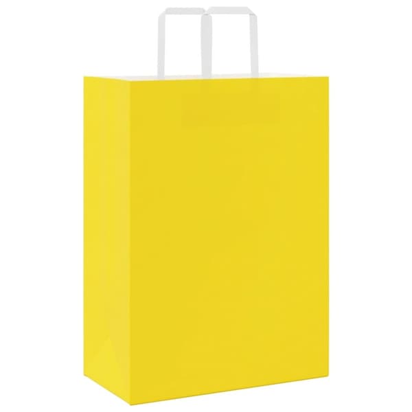 vidaXL kraftpapirposer 50 stk. med håndtag 32x17x44 cm gul