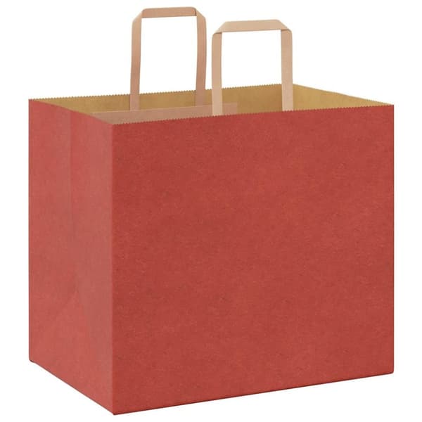 vidaXL kraftpapirposer 50 stk. med håndtag 32x22x28 cm rød
