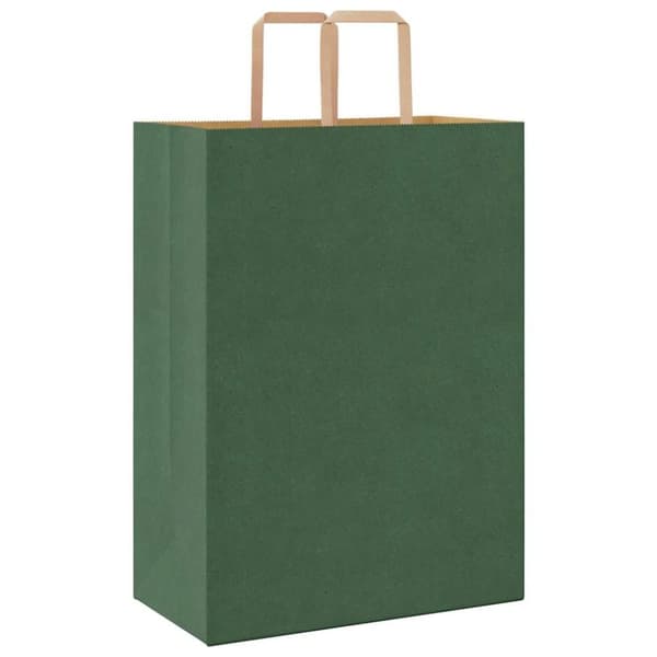 vidaXL kraftpapirposer 50 stk. med håndtag 32x17x44 cm grøn