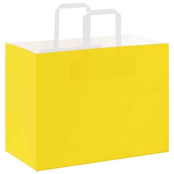 vidaXL kraftpapirposer 250 stk. med håndtag 32x17x25 cm gul