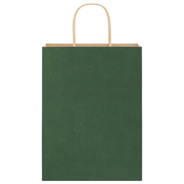 vidaXL kraftpapirposer 50 stk. med håndtag 26x12x35 cm grøn